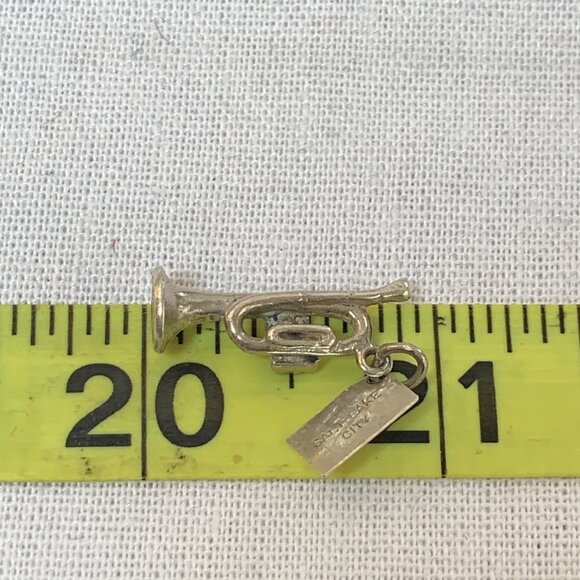 Vintage Sterling Silver 925 Trumpet Charm w/ Salt Lake City, Utah Tag 1" Long - Picture 6 of 8